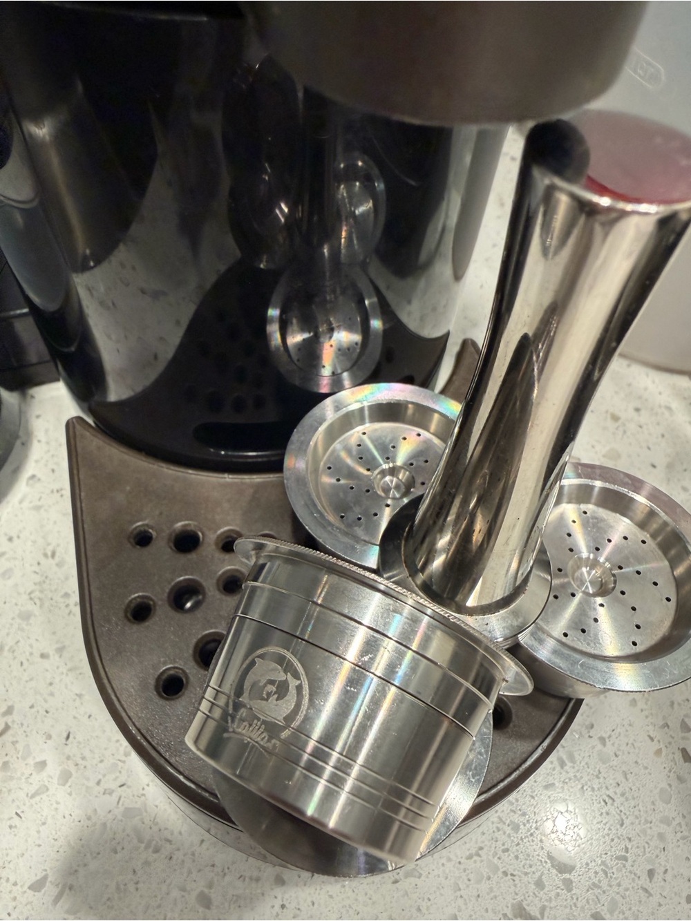 Starbucks Verismo K-fee Espresso w/ 4 Reusable Stainless Steel Pods & Tamper